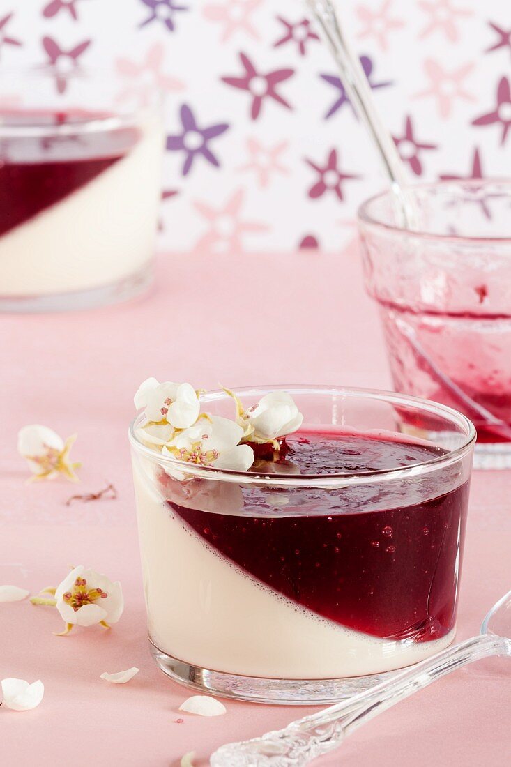 Panna cotta with cherry mousse