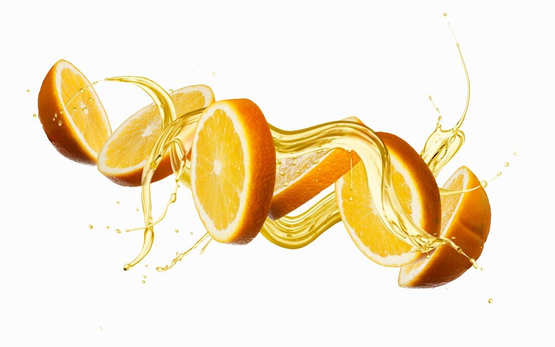 Orangen mit Ölsplash