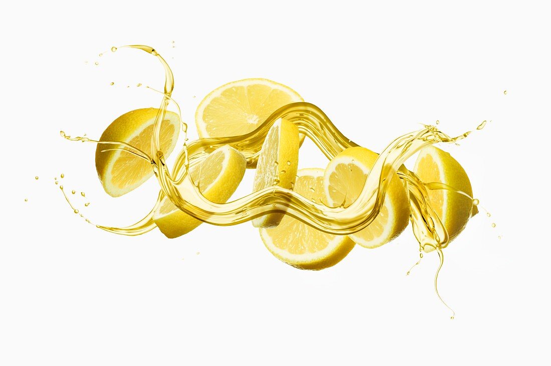 Zitronen mit Ölsplash