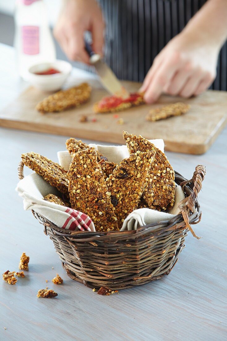 Buckwheat bread in a basket