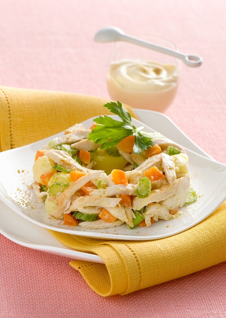 Chicken salad with carrots and celery