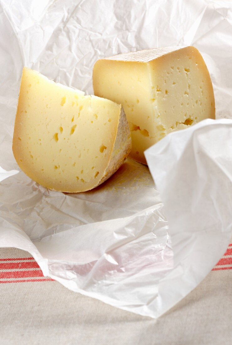 Two pieces of pecorino cheese