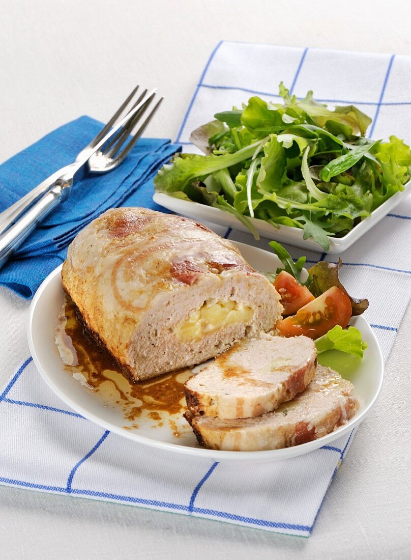 Turkey meat loaf with a green salad