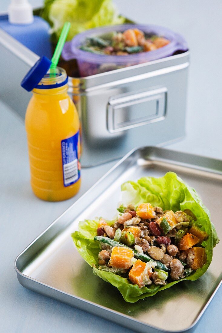 Lentil, Bean & Pumpkin Salad for Lunch