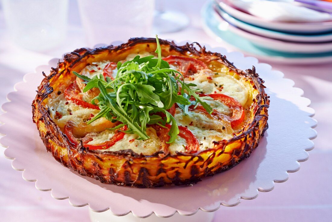 Potato tart with tomatoes and goat's cheese