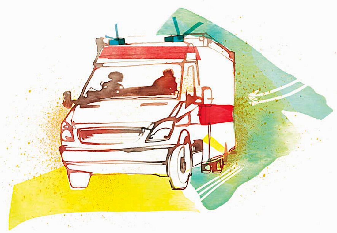 An ambulance attending an emergency (illustration)