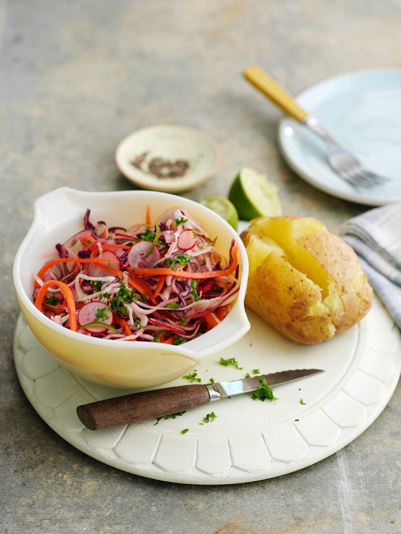 Mexican coleslaw and a jacket potato