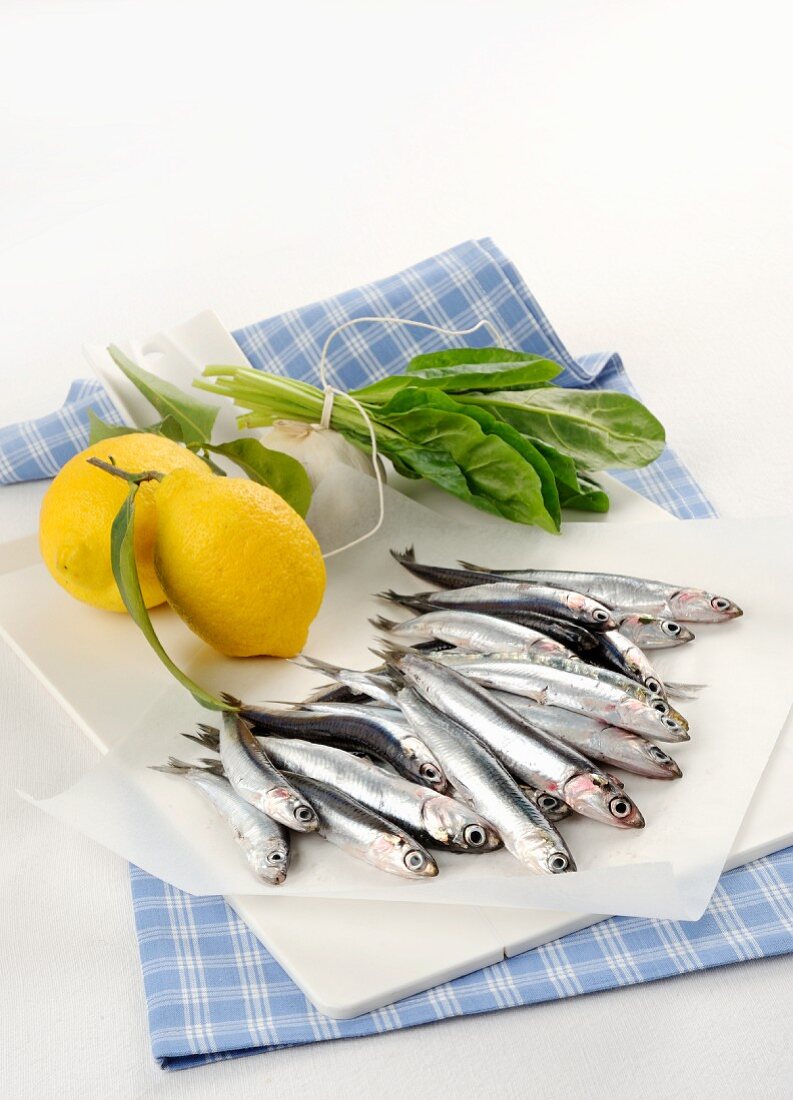 Sardines, lemons and young chard