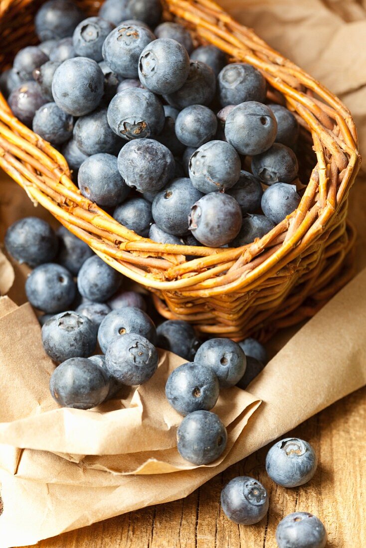 A basket of fresh blueberries