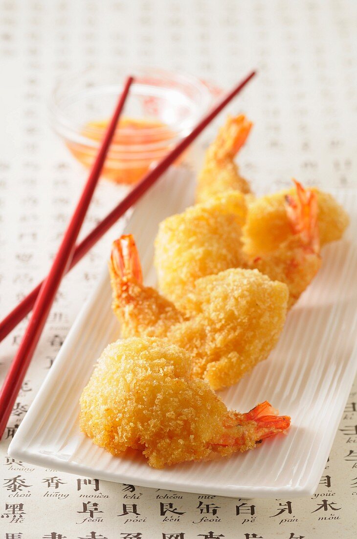 Battered prawns with the chilli dip (Asia)