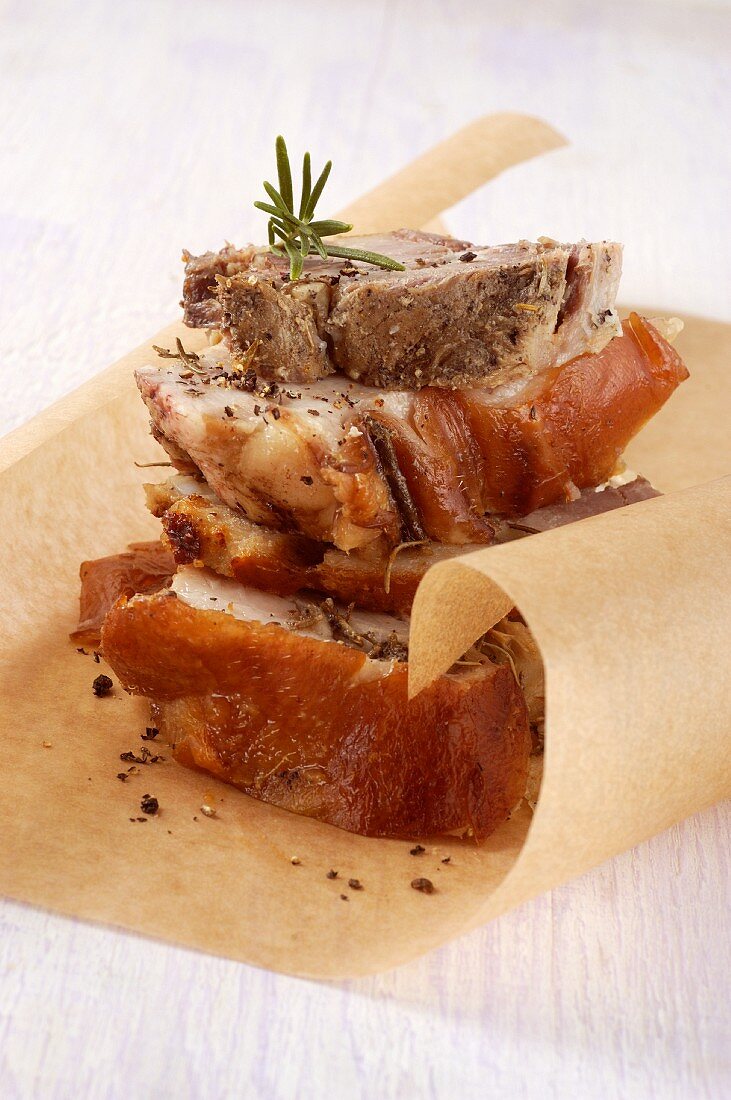 Porchetta di Ariccia (Roast pork speciality from Ariccia, Latium, Italy)