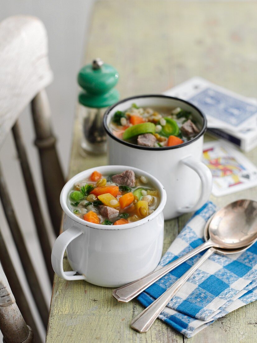 Scotch broth (vegetable soup with lamb)