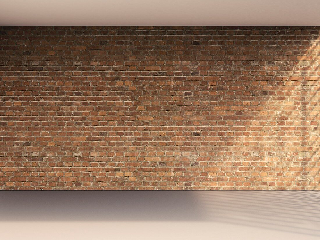 3D rendering of empty room with brick wall