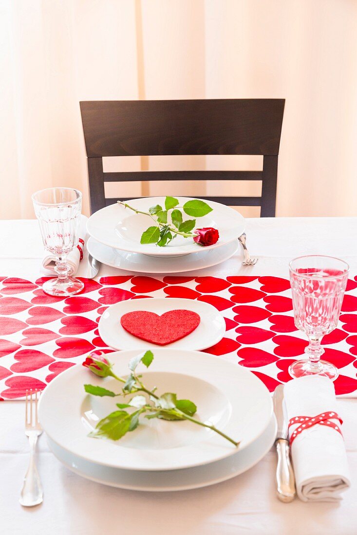 Table set for Valentine's Day