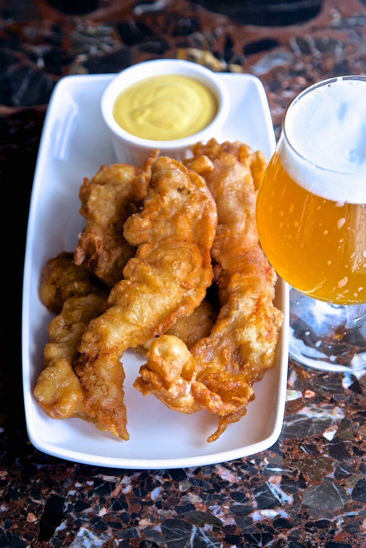 Fried chicken with mustard and beer (USA)