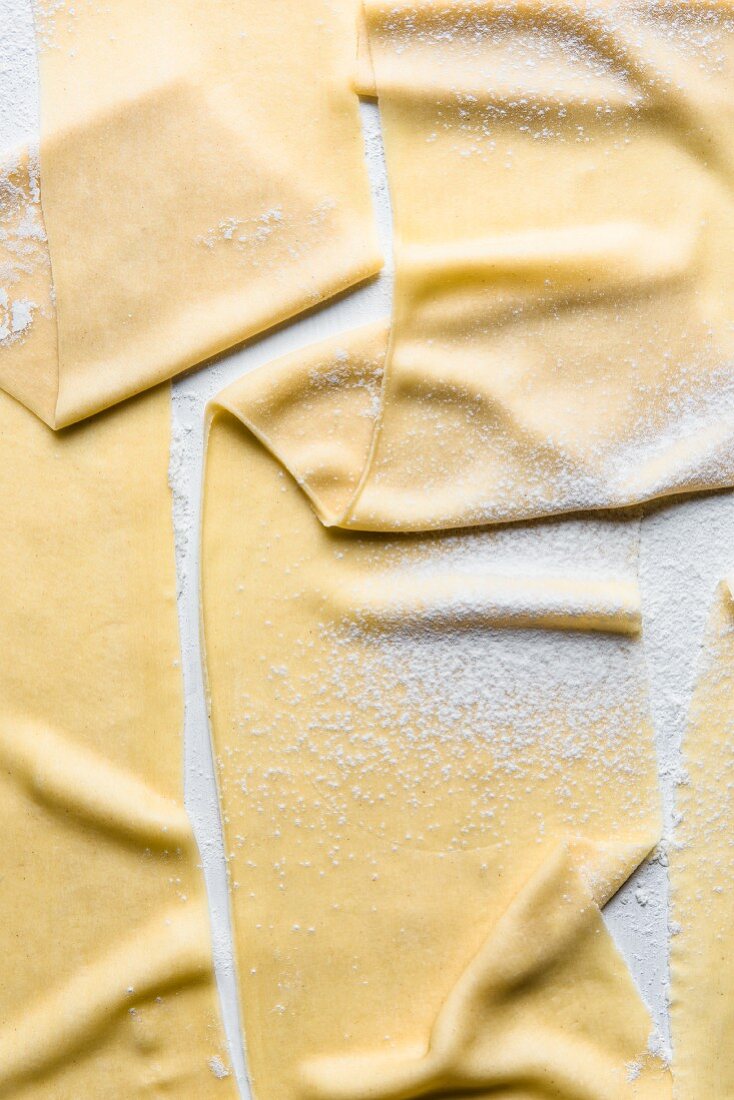 Fresh pasta sheets (seen from above)