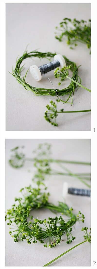 Tying a wreath of ramsons