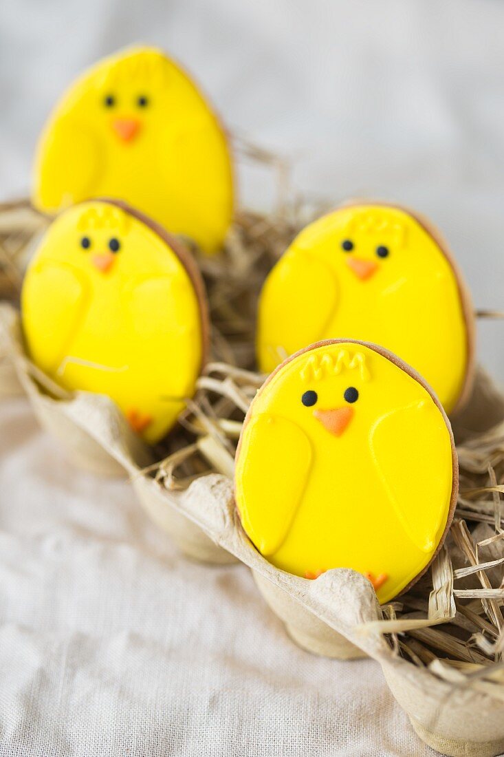 Easter chick biscuits in straw