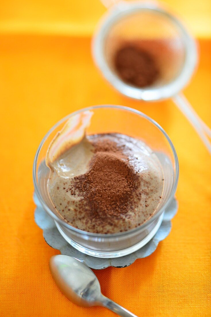 Chocolate and coconut pudding with silken tofu