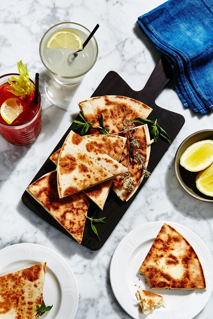 Piadini with cheese and oregano