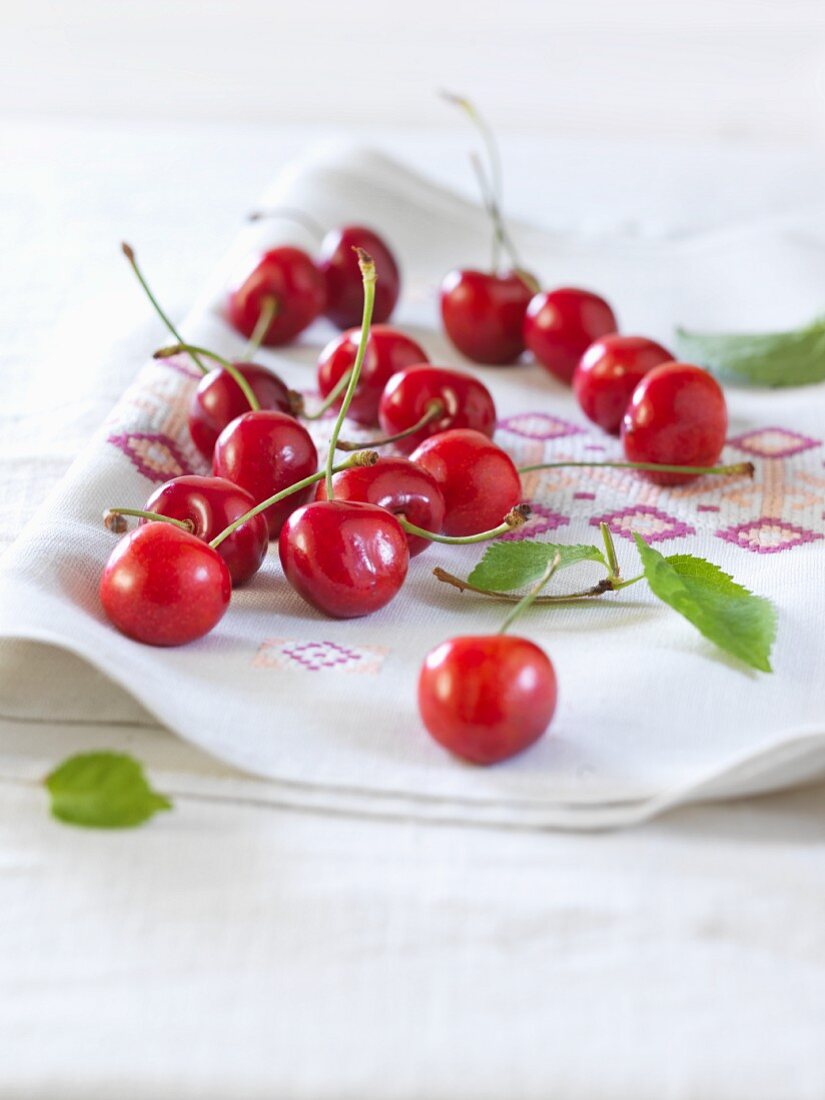Cherries on a napkin