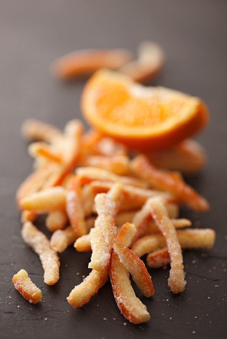 Sugared orange zest