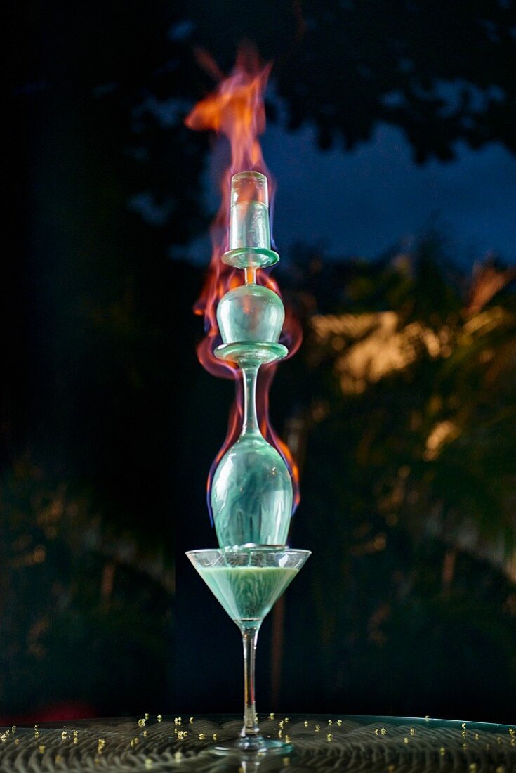 A burning cocktail