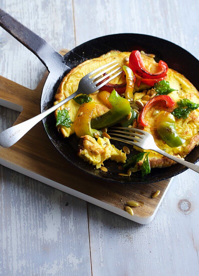 Pepper pancake with pine nuts