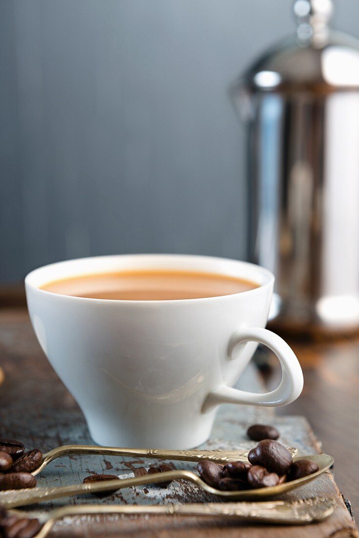 Café au lait in a white cup