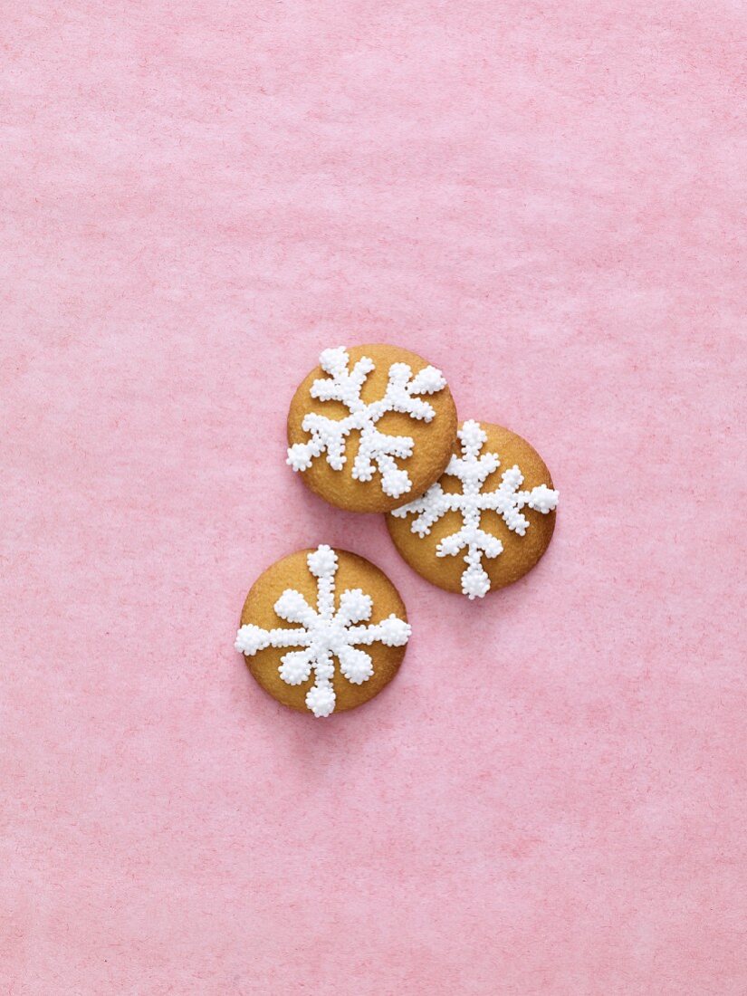 Christmas biscuits decorated with snowflakes