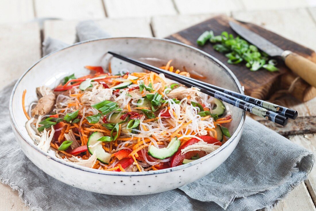 Oriental glass noodle salad with vegetables