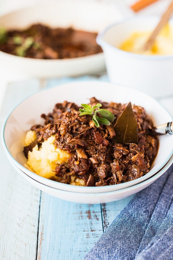 Pig cheek ragout with polenta