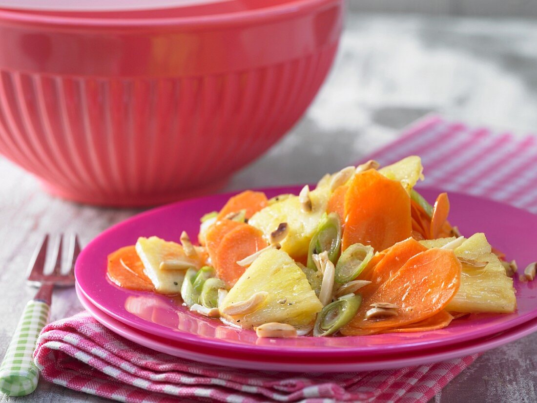 Carrot & pineapple salad with spring onions