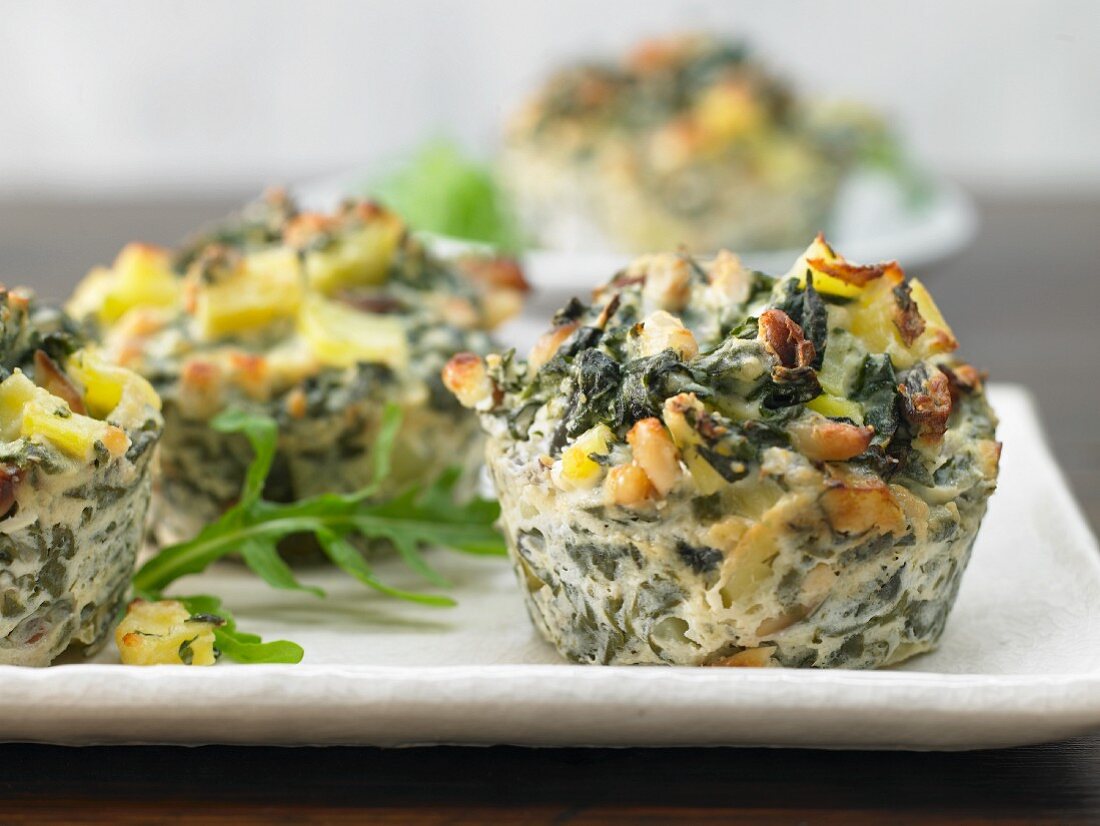 Chard and ricotta muffins with pine nuts