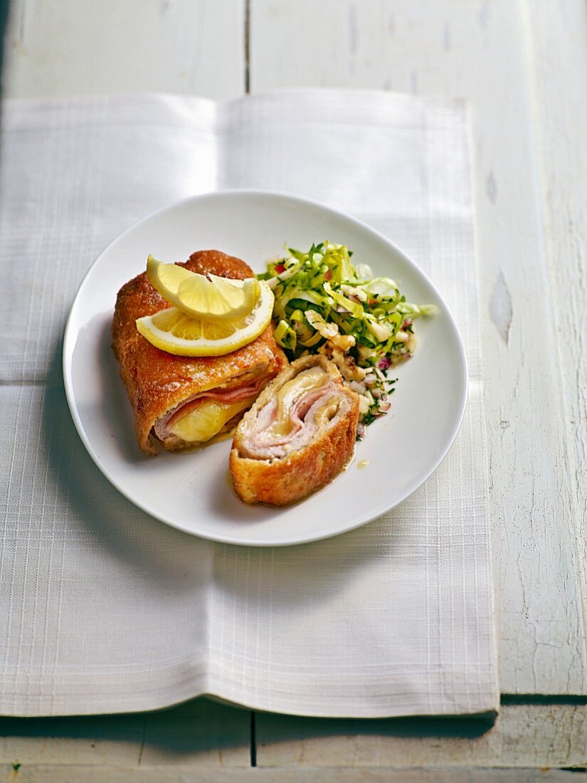 Cordon bleu from saddle of veal with endive & apple salad