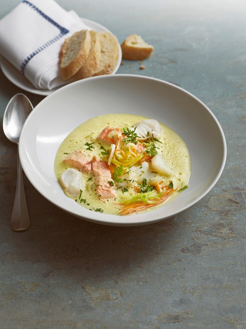 Bavarian fish soup with saffron and vermouth