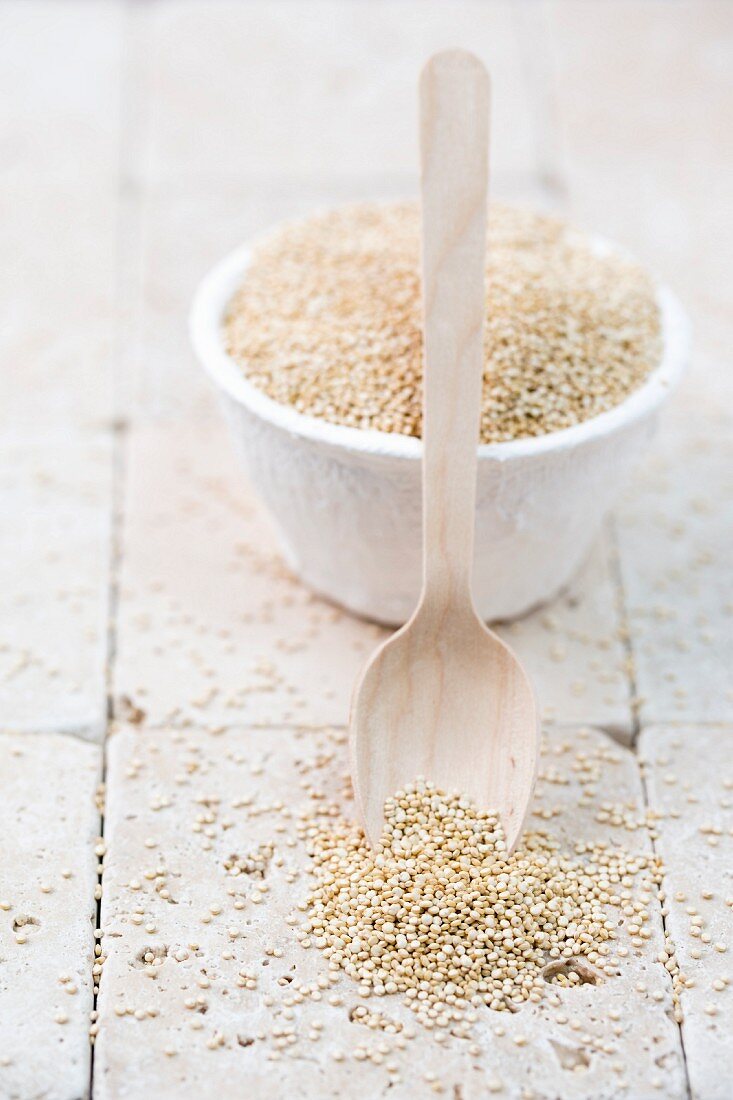 Quinoa in a white bowl