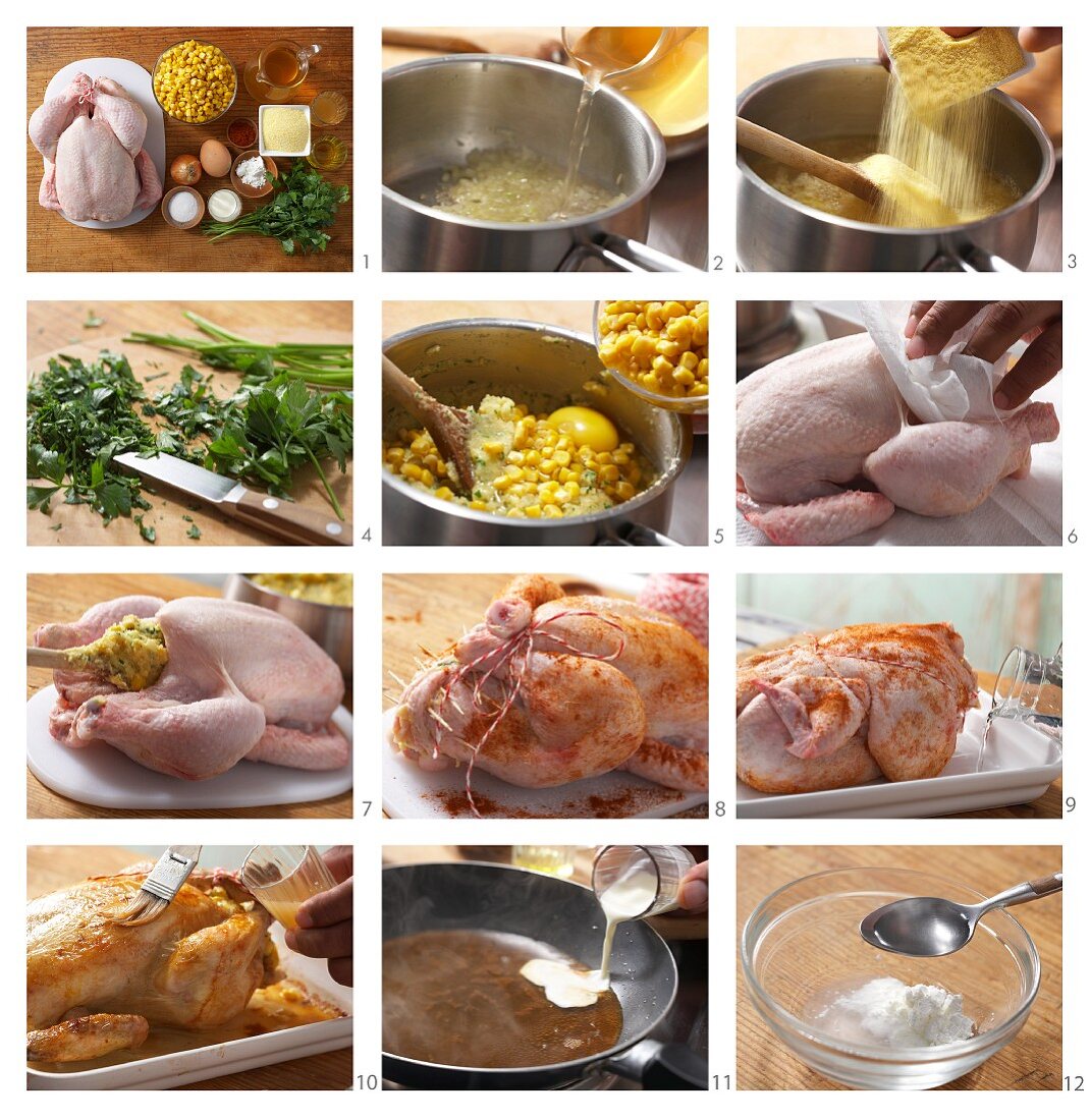 How to prepare roast chicken with polenta stuffing