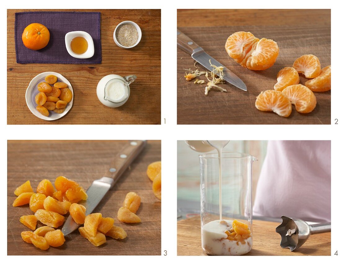 How to prepare fruity mandarine & dried apricot shake
