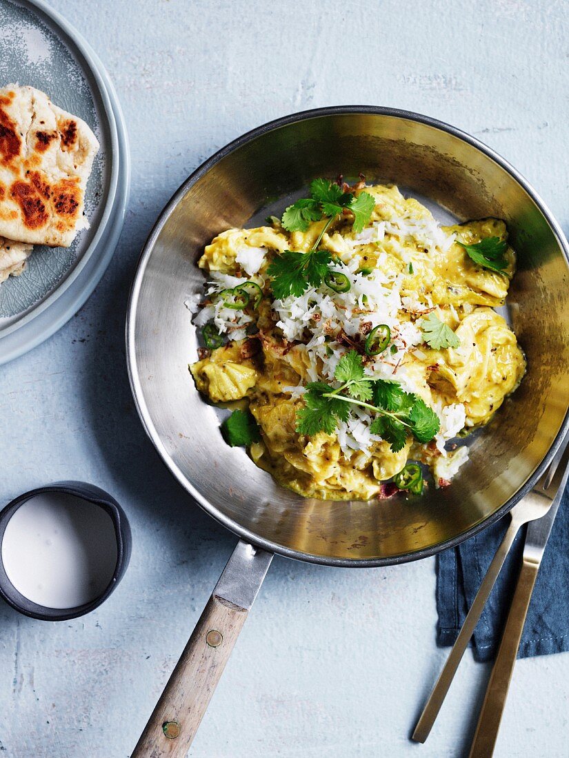 Indian-style scrambled eggs with green chilli and coconut