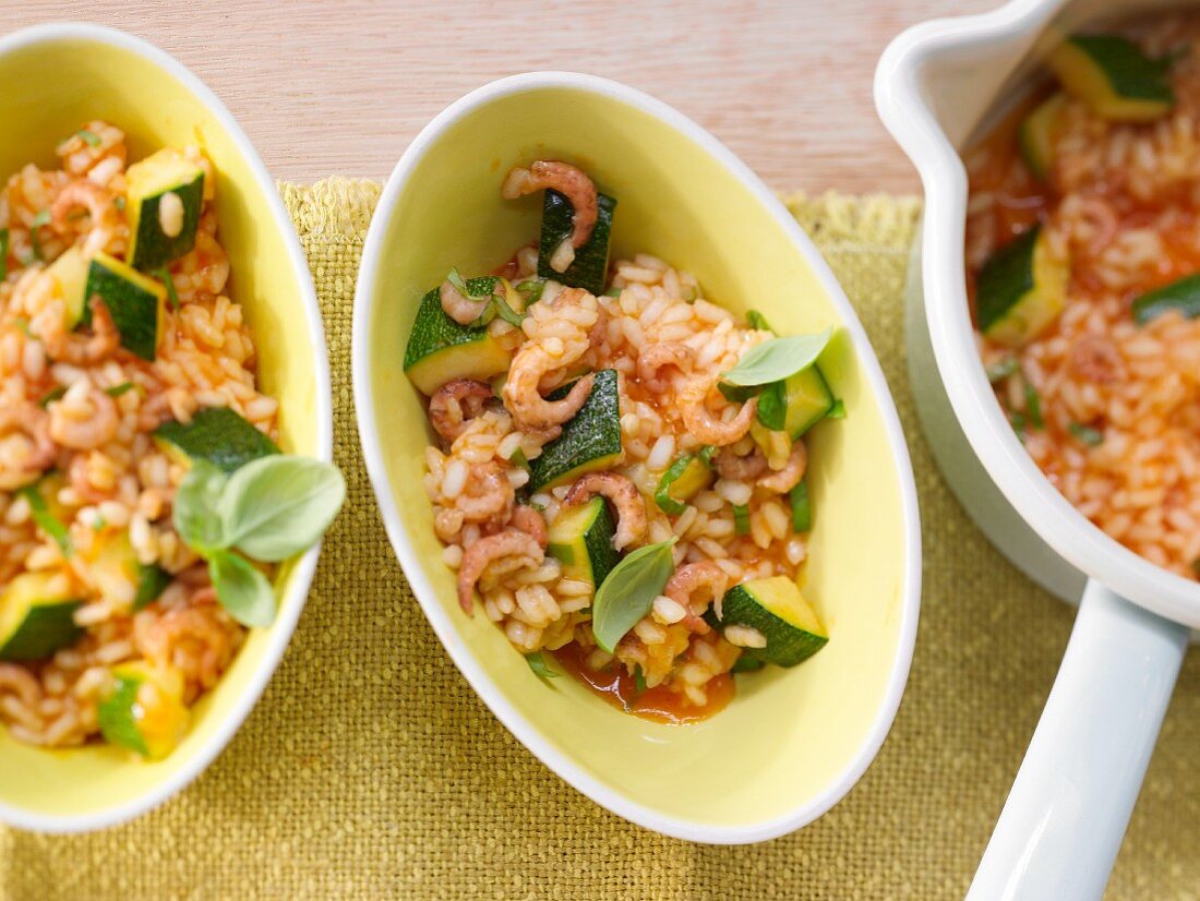 Shrimp and courgette risotto
