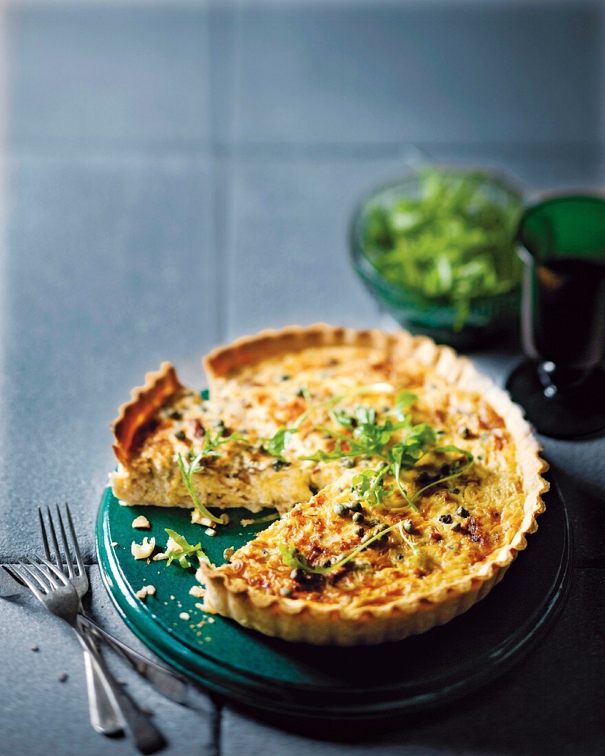 Lauchquiche mit Räuchermakrele und Meerrettich