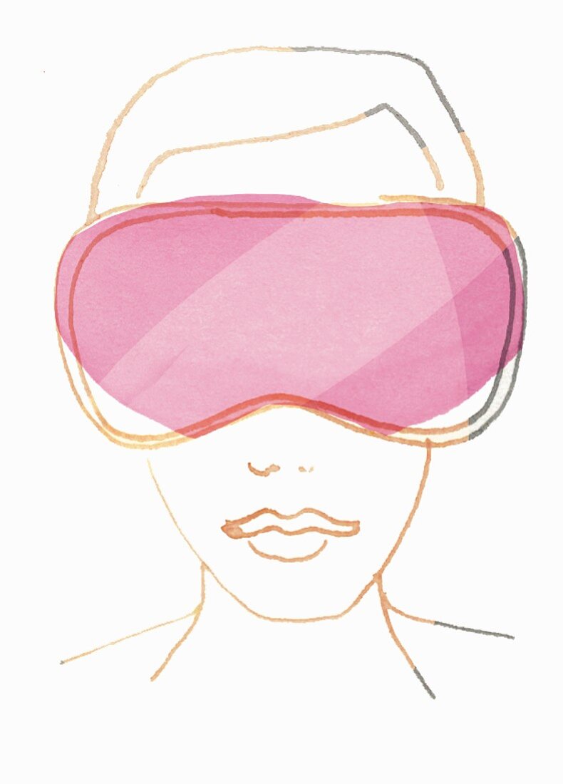 An illustration of of a woman wearing an eye mask