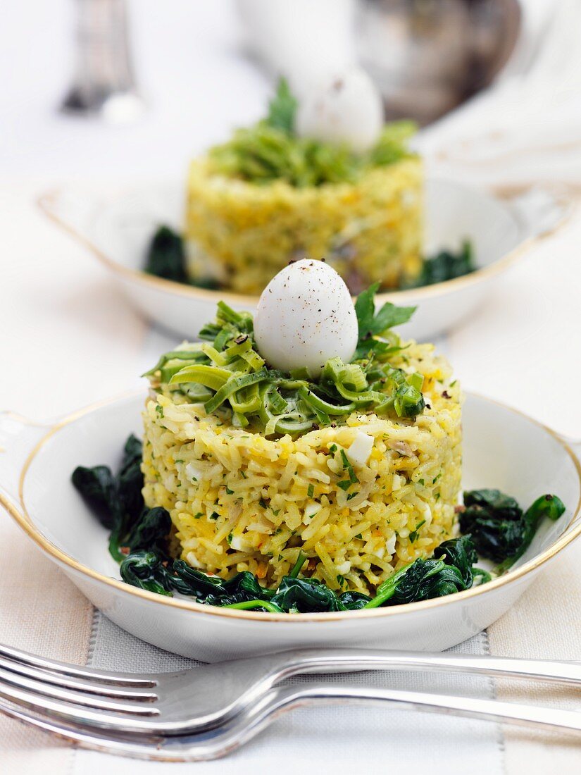 Kedgeree mit Spinat (England)