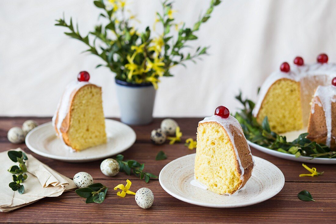 Polish Easter cake with white icing