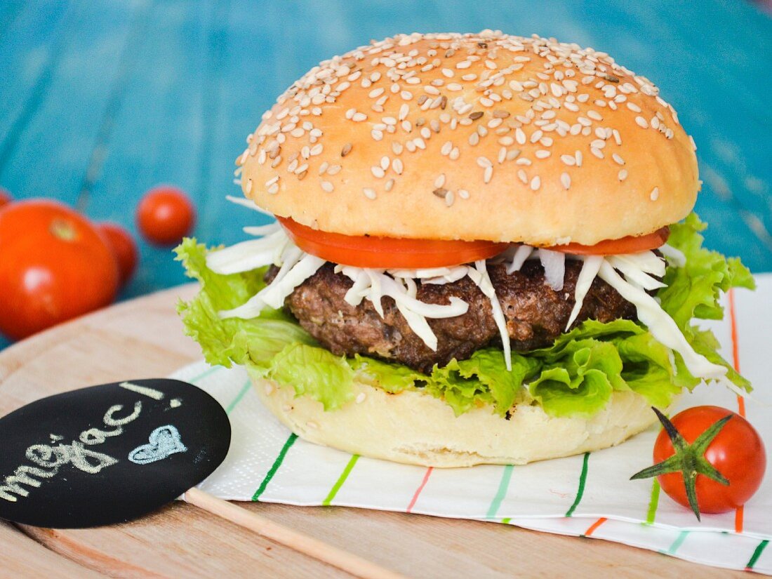 A home-made beef burger