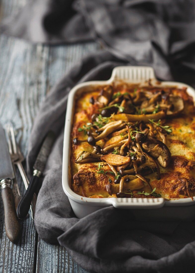 Cremige Hähnchenlasagne mit Pilzen und Mascarpone