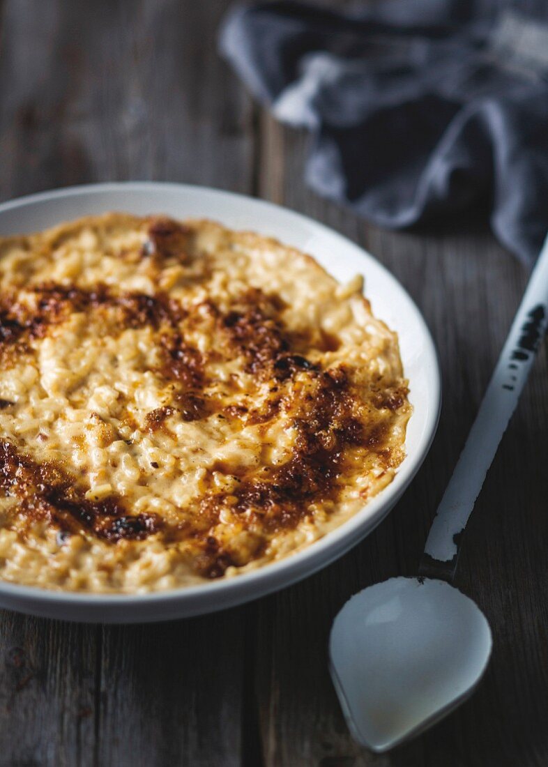 Caramelised rice pudding