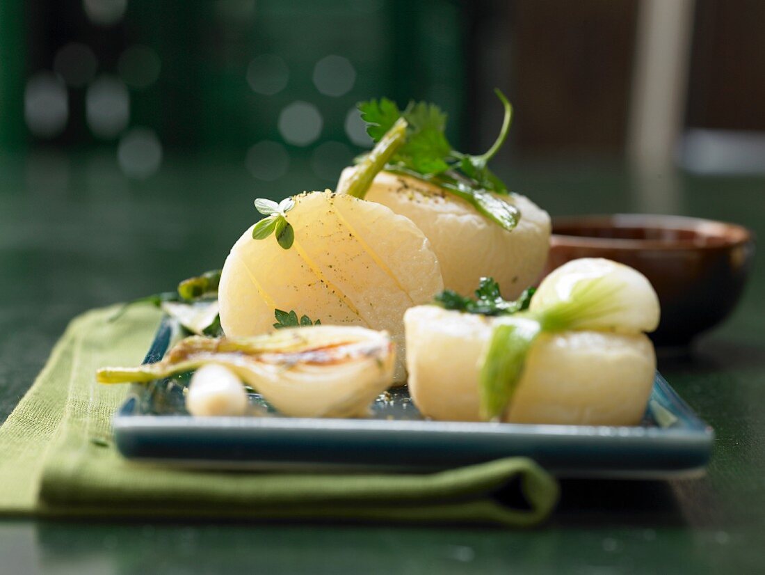 Harzer Käse (sour milk cheese) with spring onions