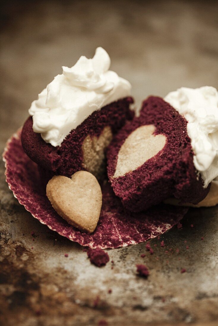 A red velvet cupcake for Valentine's Day